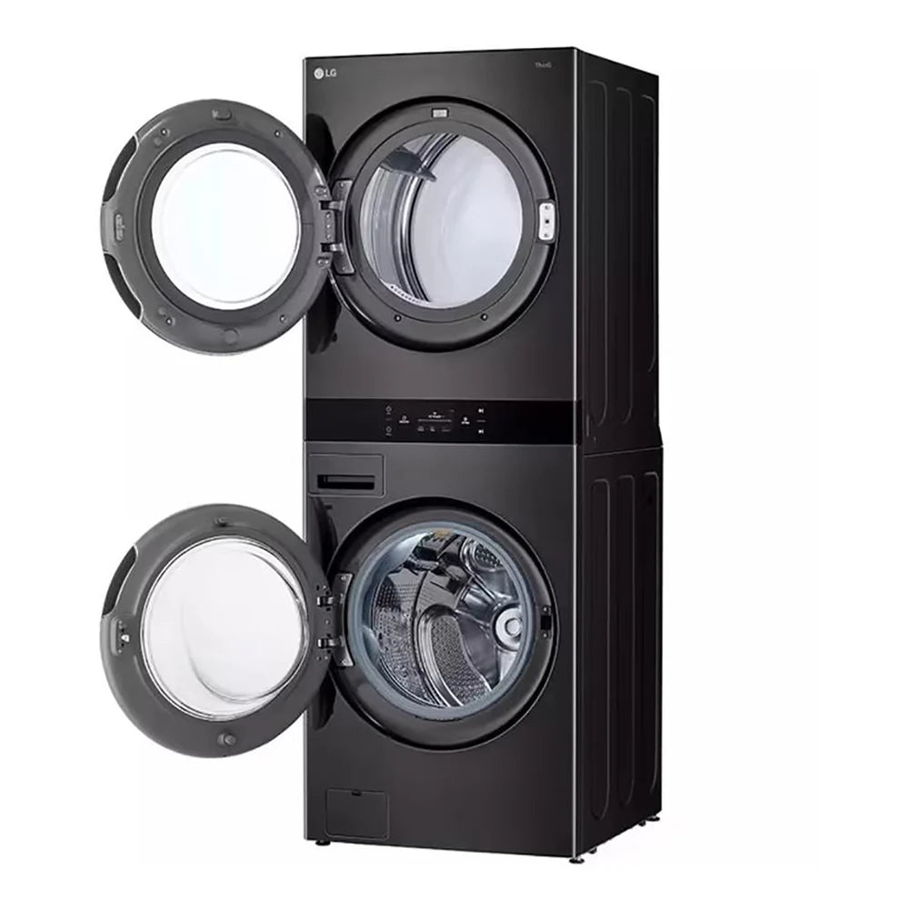 27 inch Front Load Washer with 5.0 cu. ft. Capacity and Electric Vented Dryer with 7.4 cu. ft. Capacity Washer/Dryer Combo, TurboWash 360, Allergiene Wash Cycle and TurboSteam, in Black Steel