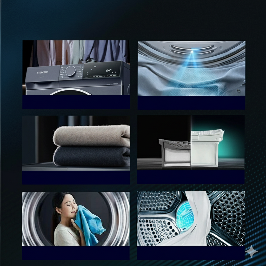 Premium Laundry Set | Front-Load Washer + Heat Pump Dryer | Space-Saving Stack Design · Quiet iQdrive · Multi-Program Care