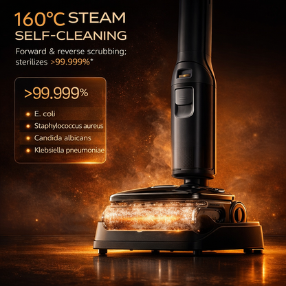 Steam Vacuum Mop, Hot Steam Floor Cleaner with Powerful Suction, Self-Cleaning Brush, Edge-to-Edge Cleaning for Hard Floors