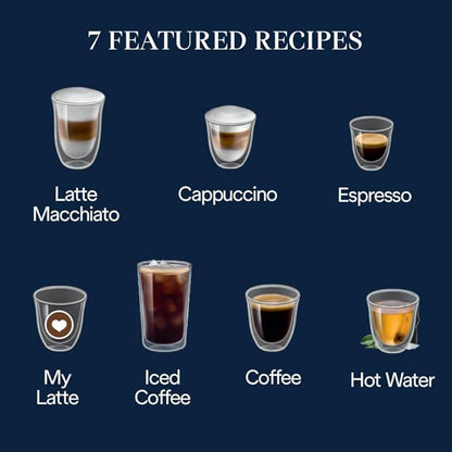 Automatic Espresso & Coffee Machine with Auto Milk Frother, Built-in Grinder & Auto-Clean Function - For Latte, Cappuccino, Americano, Iced Coffee,Silver