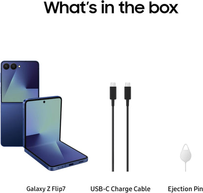 Galaxy Z Flip7 Cell Phone, 512GB AI Smartphone, Unlocked Android, Long Battery Life, 2025, Blue Shadow