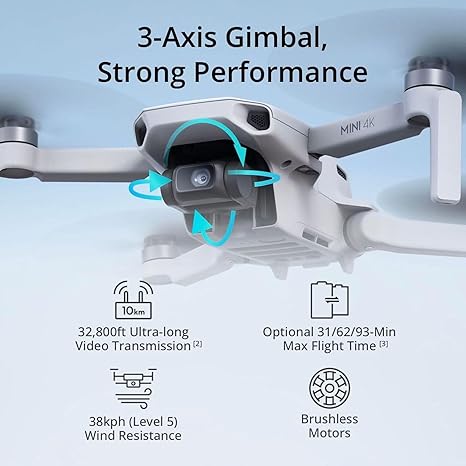 Mini 4K Camera Drone Combo, Drone with 4K UHD Camera for Adults, Under 249 g, 3-Axis Gimbal Stabilization, 10km Video Transmission, Auto Return, 2 Batteries for 62-Min Max Flight Time, QuickShots