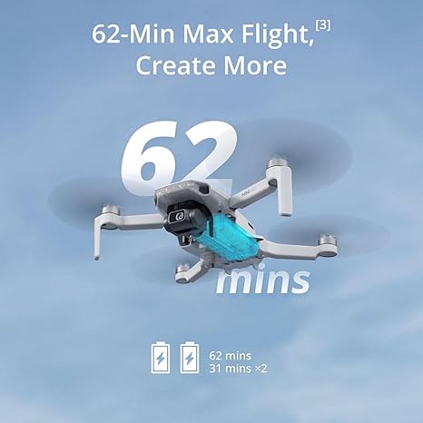 Mini 4K Camera Drone Combo, Drone with 4K UHD Camera for Adults, Under 249 g, 3-Axis Gimbal Stabilization, 10km Video Transmission, Auto Return, 2 Batteries for 62-Min Max Flight Time, QuickShots