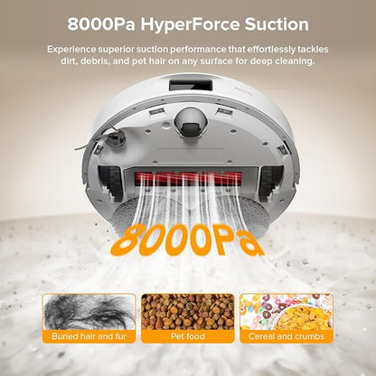 Qrevo Series Robot Vacuum and Mop, 8000Pa Suction, Upgraded from Qrevo S, Anti-Tangle Brush, Smart Obstacle Avoidance, Auto Mop Washing, All-in-One Dock, 200RPM Spinning Mops, White(QV 35A)