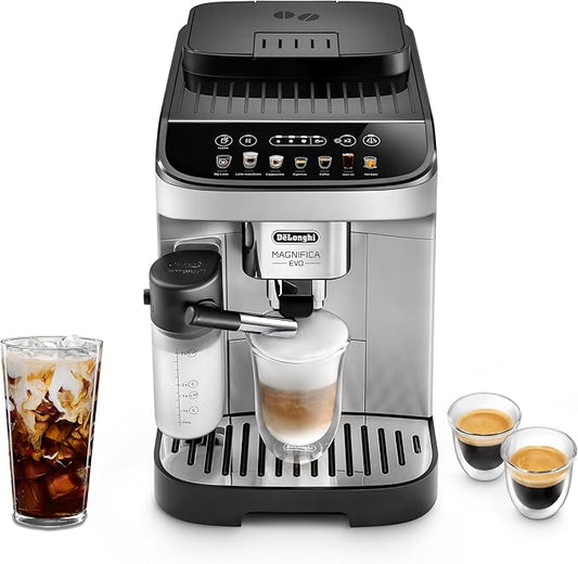 Automatic Espresso & Coffee Machine with Auto Milk Frother, Built-in Grinder & Auto-Clean Function - For Latte, Cappuccino, Americano, Iced Coffee,Silver