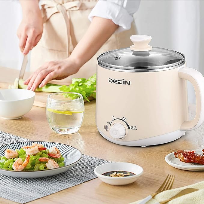 1.6L Ramen Cooker, Hot Pot Electric Stainless Steel, Multifunctional Cooker for Egg, Pasta, Soup, Porridge, Oatmeal with Temperature Control and Keep Warm Function