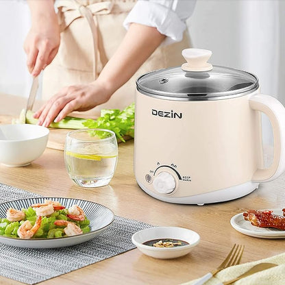 1.6L Ramen Cooker, Hot Pot Electric Stainless Steel, Multifunctional Cooker for Egg, Pasta, Soup, Porridge, Oatmeal with Temperature Control and Keep Warm Function