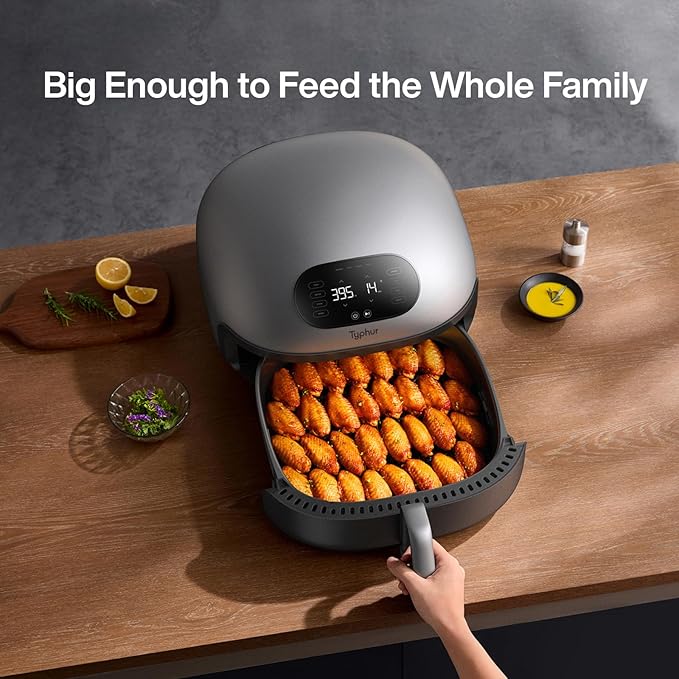 2 Air Fryer, Extra Large Airfryer with Superior Airflow, Self-cleaning Smart Digital Fryer with PFAS free Basket for Quick Easy Meals, Fits a 12" Pizza or 4-Slice Toast