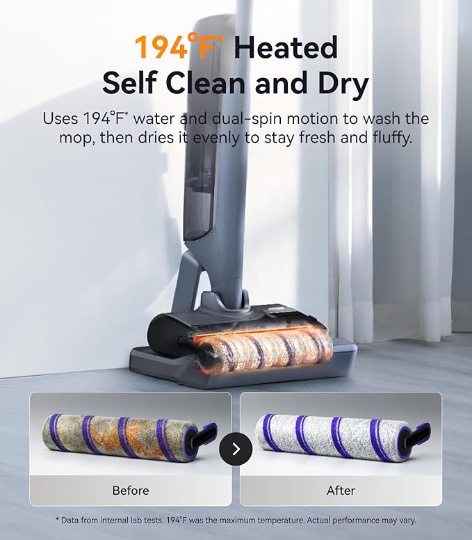 S30 Pro Wet Dry Vacuum Cleaner with 20000Pa Suction, Cordless Vacuum Mop for Hard Floors, Tangle-Free Hair-Cutting, 180° Lie Flat, 194°F Self-Cleaning, Disposable Waste Bag, Edge Cleaning