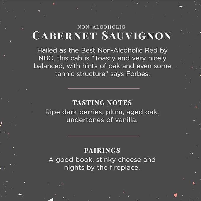 Non-Alcoholic Red Wine, Cabernet Sauvignon, Award Winning Best In Class Dealcoholized Wine, Complex & Warm, Low Sugar & Low Calorie, 750 ml (10 Bottle)