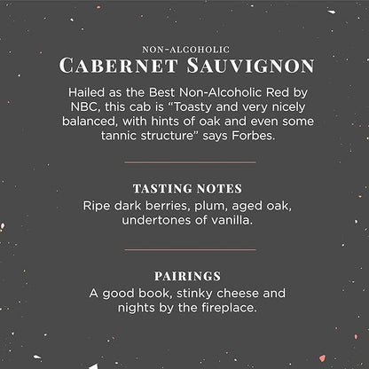 Non-Alcoholic Red Wine, Cabernet Sauvignon, Award Winning Best In Class Dealcoholized Wine, Complex & Warm, Low Sugar & Low Calorie, 750 ml (10 Bottle)