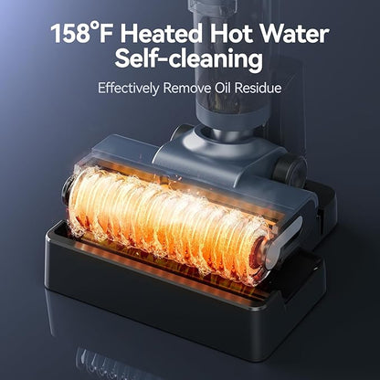Wet Dry Vacuum Cleaner,Vacuum Mop, Three Sided Cleaning,Hot Water Self-Cleaning,Hot Air Drying,Tangle-Free,Smart Hard Floor Cleaner Machine with Powerful Suction