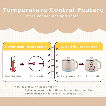 1.6L Ramen Cooker, Hot Pot Electric Stainless Steel, Multifunctional Cooker for Egg, Pasta, Soup, Porridge, Oatmeal with Temperature Control and Keep Warm Function