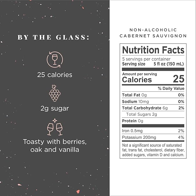 Non-Alcoholic Red Wine, Cabernet Sauvignon, Award Winning Best In Class Dealcoholized Wine, Complex & Warm, Low Sugar & Low Calorie, 750 ml (10 Bottle)