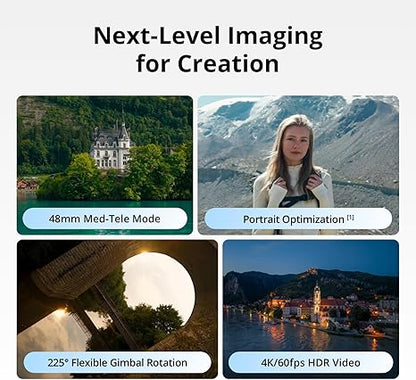 Ultra-Light & Foldable Drone with Camera, 1-Inch CMOS, Omnidirectional Obstacle Sensing, ActiveTrack 360°, 225° Gimbal Rotation, 20km Transmission, 4K Drone for Beginners