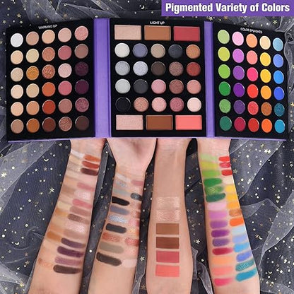 Eyeshadow Palette with 15Pcs Brushes Makeup Set, Pigmented 86 Colors Make Up Sets Valentine's Gift, Matte Shimmer Glitter Eye Shadow Pallet Highlighter Contour Blush Powder Brush Beauty Kit