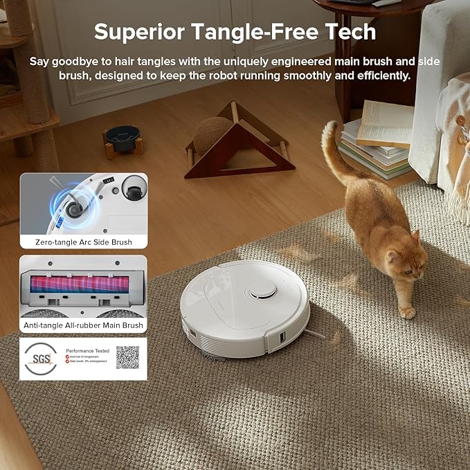 Qrevo Series Robot Vacuum and Mop, 8000Pa Suction, Upgraded from Qrevo S, Anti-Tangle Brush, Smart Obstacle Avoidance, Auto Mop Washing, All-in-One Dock, 200RPM Spinning Mops, White(QV 35A)