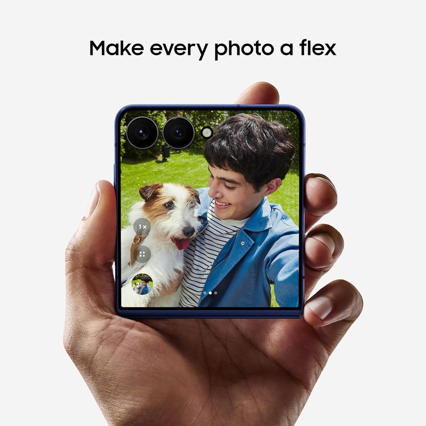 Galaxy Z Flip7 Cell Phone, 512GB AI Smartphone, Unlocked Android, Long Battery Life, 2025, Blue Shadow