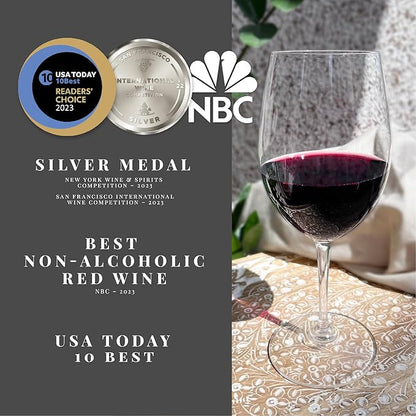 Non-Alcoholic Red Wine, Cabernet Sauvignon, Award Winning Best In Class Dealcoholized Wine, Complex & Warm, Low Sugar & Low Calorie, 750 ml (10 Bottle)
