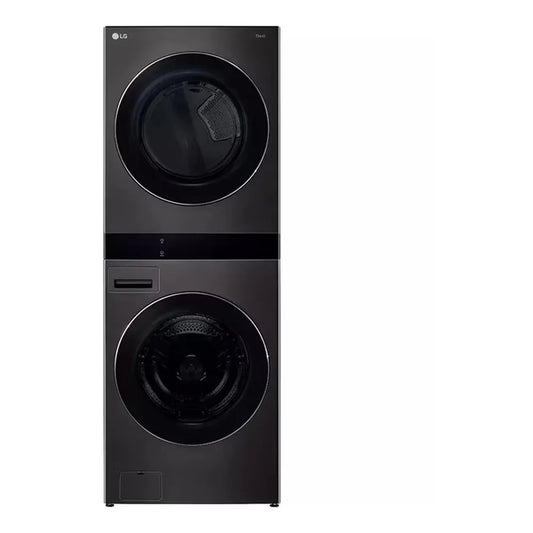 27 inch Front Load Washer with 5.0 cu. ft. Capacity and Electric Vented Dryer with 7.4 cu. ft. Capacity Washer/Dryer Combo, TurboWash 360, Allergiene Wash Cycle and TurboSteam, in Black Steel