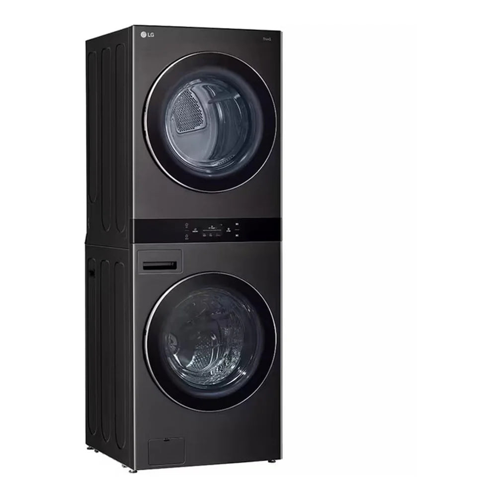 27 inch Front Load Washer with 5.0 cu. ft. Capacity and Electric Vented Dryer with 7.4 cu. ft. Capacity Washer/Dryer Combo, TurboWash 360, Allergiene Wash Cycle and TurboSteam, in Black Steel